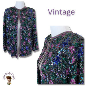 Vtg Sequin Top Sequin Evening Cocktail Holiday Party Christmas New Years Wedding